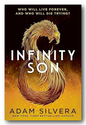 Book cover of 'Infinity Son' by Adam Silvera with a dragon illustration on a dark background.