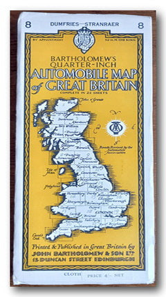 Front Map Cover from Bartholomew's Quarter Inch Automobile - Dumfries - Stranraer (2nd Hand Map)