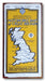 Map of part of Great Britain on a yellow background on a table.