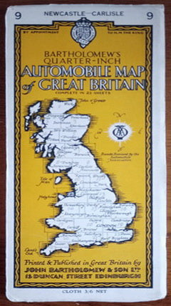 Vintage map of part of Great Britain on a yellow background with text and branding.