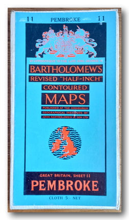 Front Map Cover from Bartholomew's Revised Half Inch Contoured - Pembroke (2nd Hand Map)