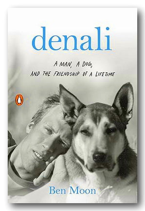 Book cover of 'denali' featuring a man and a dog with text about friendship.