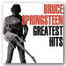 Album cover with a silhouette of a person holding a guitar and 'Bruce Springsteen Greatest Hits' text.