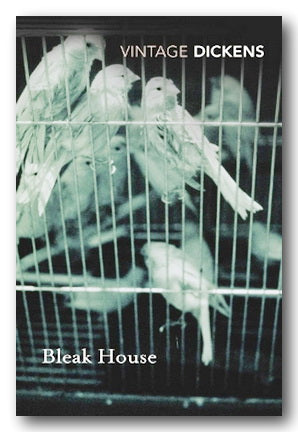 Book cover of 'Bleak House' by Charles Dickens featuring birds in a cage.