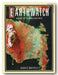 Book cover of 'Earthwatch' by Charles Sheffield with a map design on a black background.