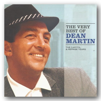 Album cover featuring a smiling man in a suit with text 'The Very Best of Dean Martin' on a light blue background.