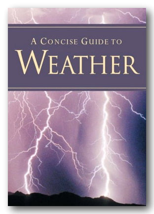 Book cover of 'A Concise Guide to Weather' with a purple background and lightning imagery.
