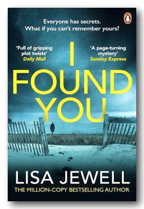 Book cover of 'I Found You' by Lisa Jewell with a fence and person silhouette on a beach.