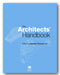 The front cover of the book 'The Architects' Handbook' edited by Quentin Pickard, published by Backwell Publishing. The cover is a solid light blue with white and black text and faint architectural blueprint graphics.
