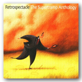Album cover for 'Retrospectacle: The Supertramp Anthology' with a stylized black bird on an orange and yellow background.