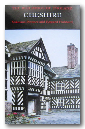 Book cover of 'The Buildings of England: Cheshire' with a timber-framed house illustration.