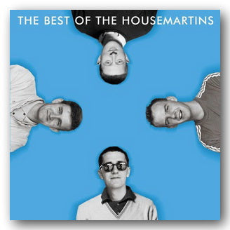 Album cover for 'The Best of the Housemartins' with four black and white portraits on a blue background.