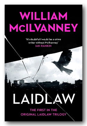 Book cover of 'Laidlaw' by William McIlvanney with a silhouette of a bird and broken glass design.