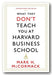 Front Book Cover from Mark H. McCormack - What They Don't Teach You At Harvard Business School (2nd Hand Paperback)